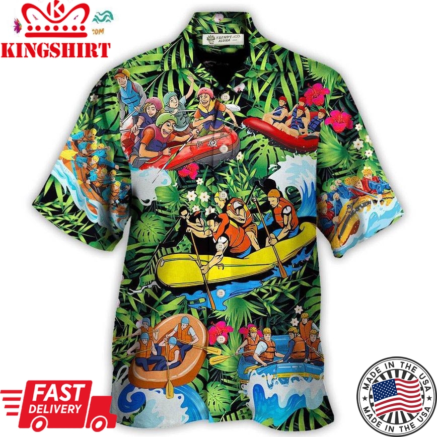 Water Rafting Lover Style Flower Tropical Hawaiian Shirt