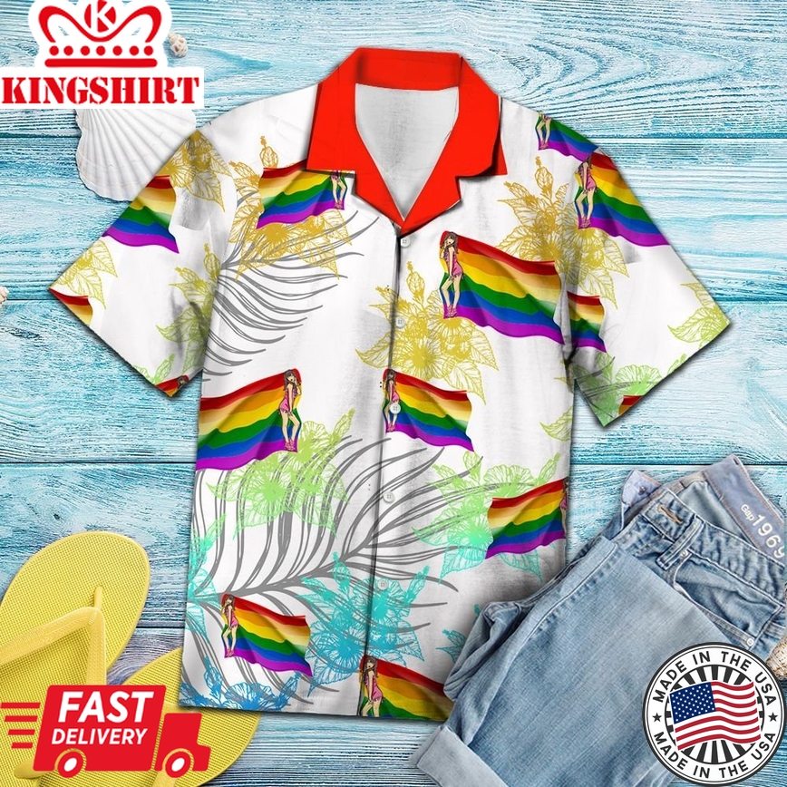 Watercolor Art Lgbt Flag Love Is Love Summer Vacation Pattern Hawaiian Shirt