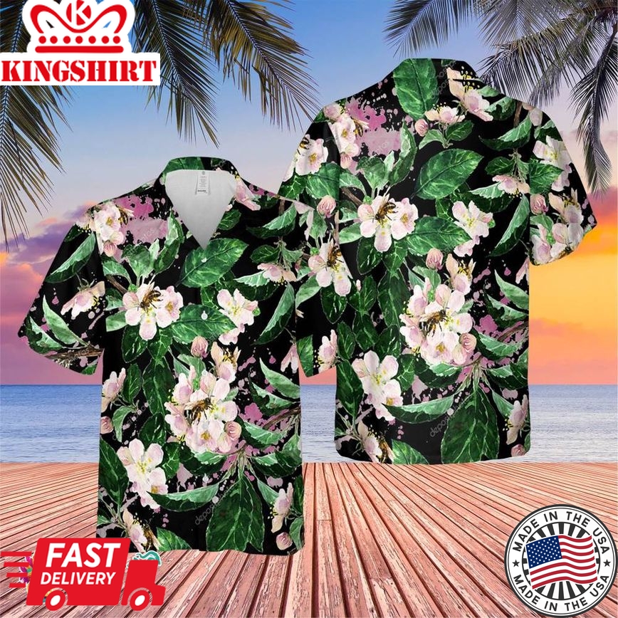 Watercolor Blossom Trending Hawaiian Shirt, Summer Vacation Hawaiian Shirt