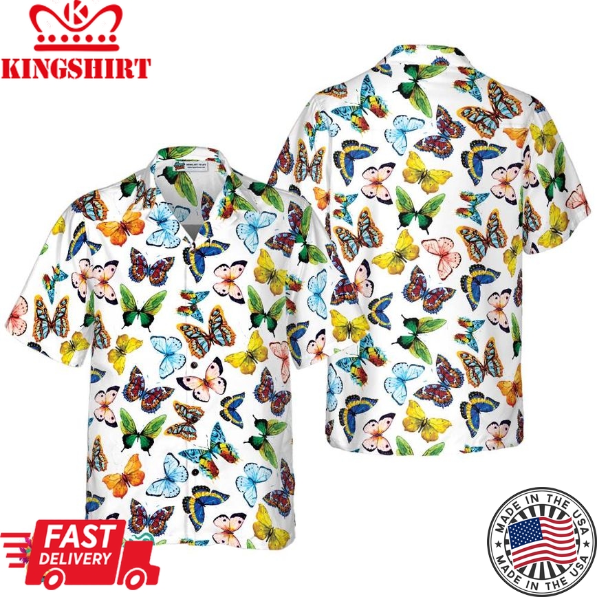 Watercolor Butterflies Hawaiian Shirt