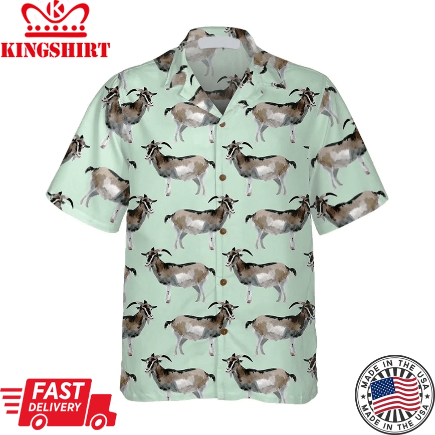 Watercolor Goat Pattern All Printed 3D Trendy Hawaiian Shirt, Summer Gifts For Men And Women