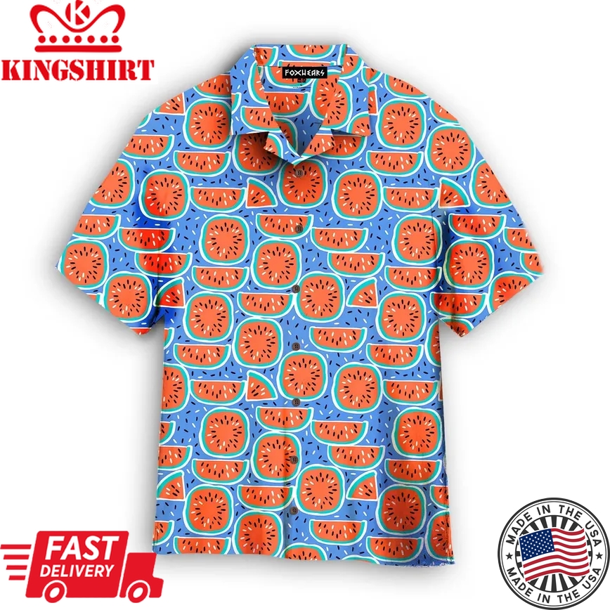 Watermelon Pattern Trendy Hawaiian Shirt For Aloha Shirt