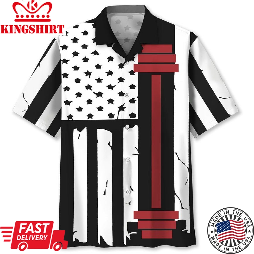 Weightlifting American Flag Trendy Hawaiian Shirt