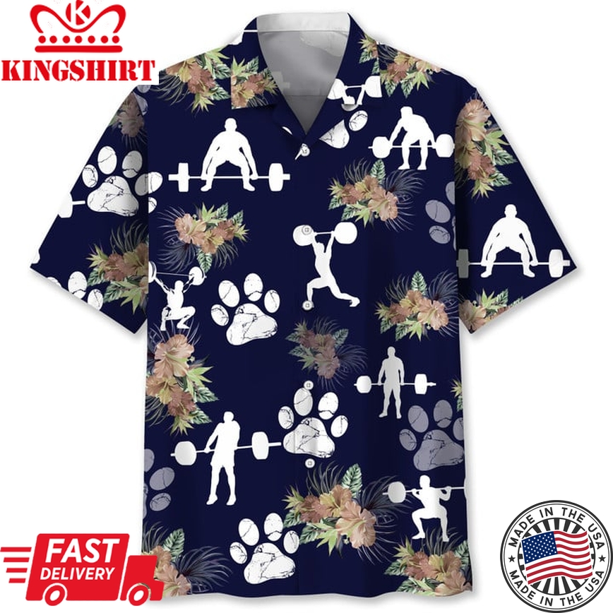 Weightlifting Dog Tropical Hawaii Shirt