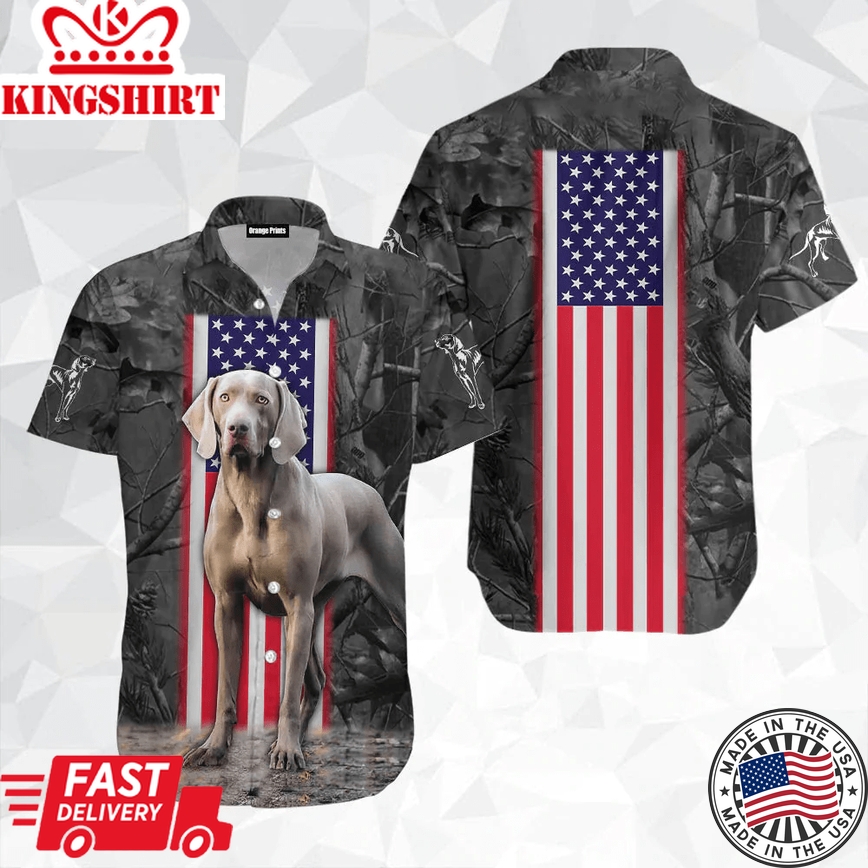 Weimaraner Camo Flag Dog Aloha Trendy Hawaiian Shirts For Men & For Women