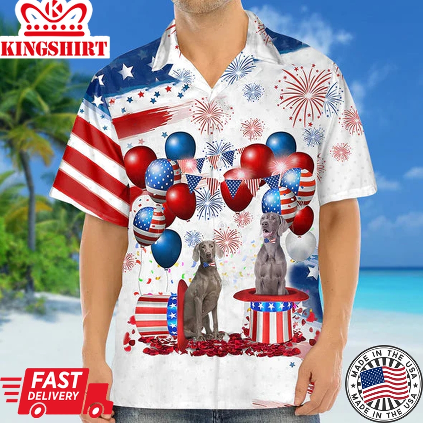 Weimaraner Independence Day Trendy Hawaiian Shirt For Men And Women, 4Th Of July Trendy Hawaiian Shirt