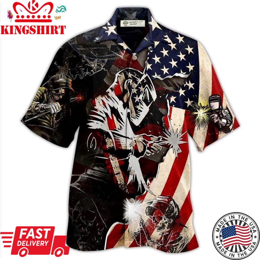 Welder Patriotic Hawaiian Shirt