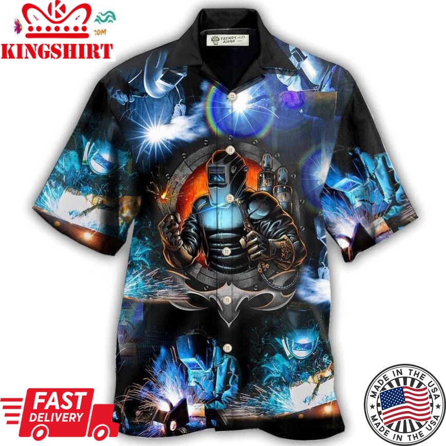 Welder Stunning Night With Blue Style Hawaiian Shirt