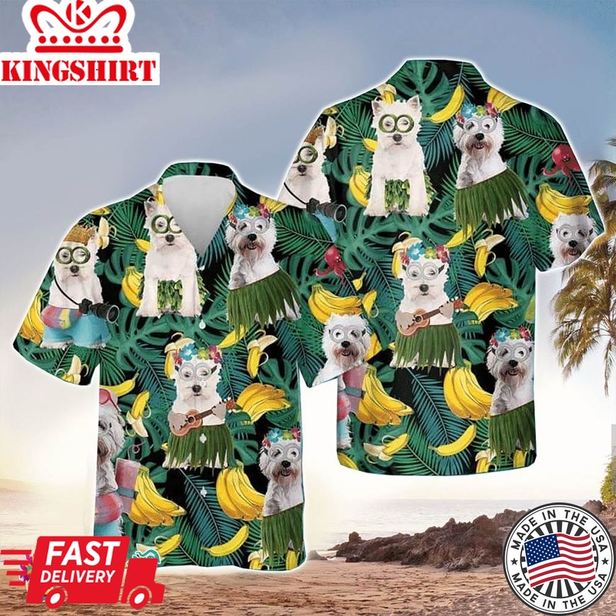 West Highland Hawaiian Shirt Dog Tropical, Aloha Hawaiian Shirts