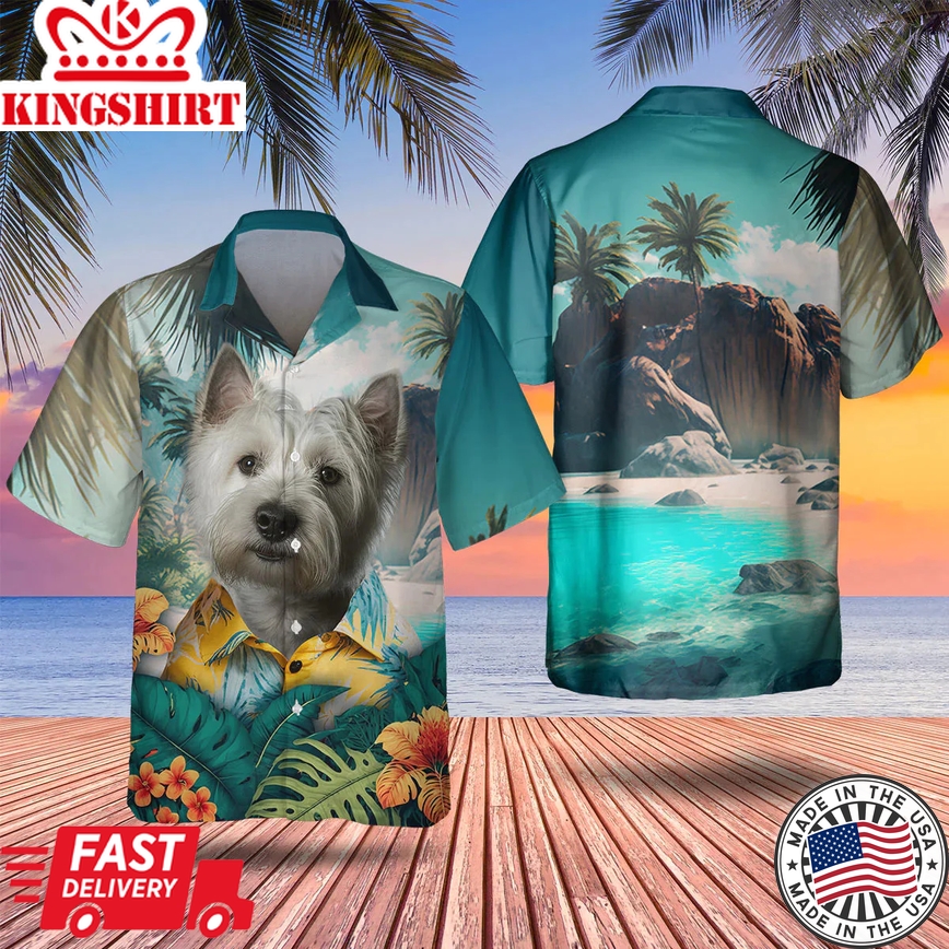 West Highland White Terrier 3D Trendy Hawaiian Shirt, Dog Lover Trendy Hawaiian Shirt, Summer Trendy Hawaiian Shirt For Men And Women