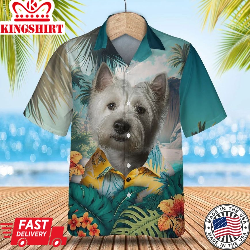 West Highland White Terrier - 3D Tropical Trendy Hawaiian Shirt