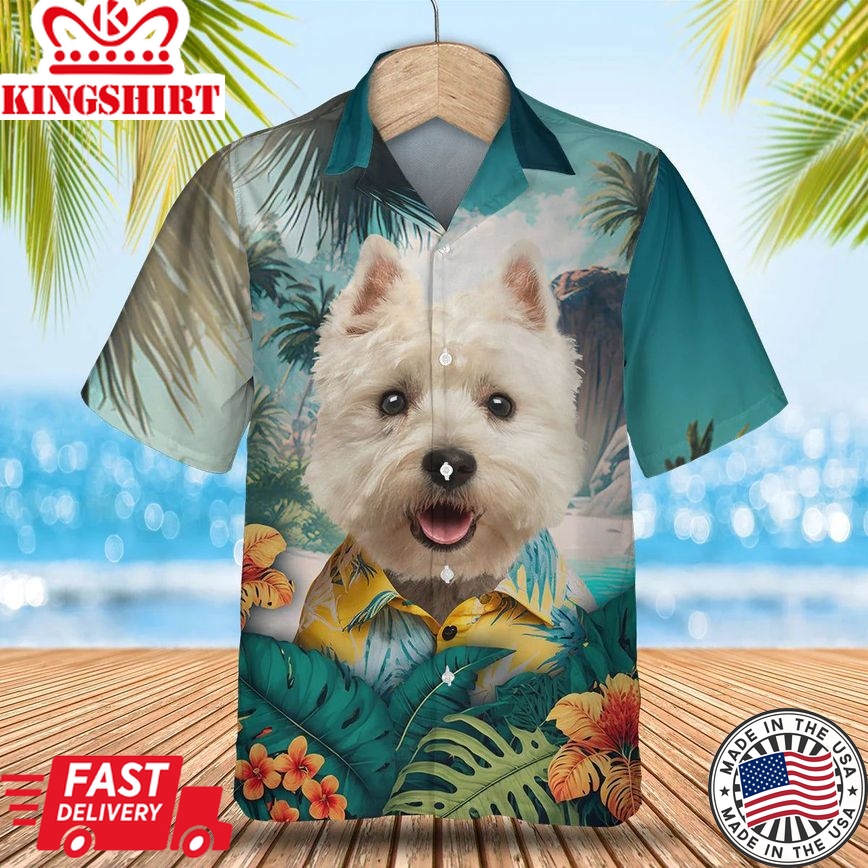 West Highland White Terrier Aloha Shirt: Westie Charm in Tropical Paradise