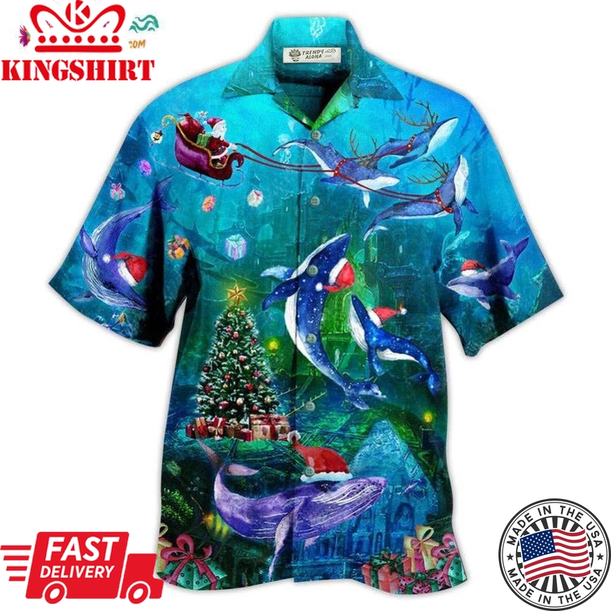 Whale Chirstmas Whales Under The Sea Hawaiian Shirt