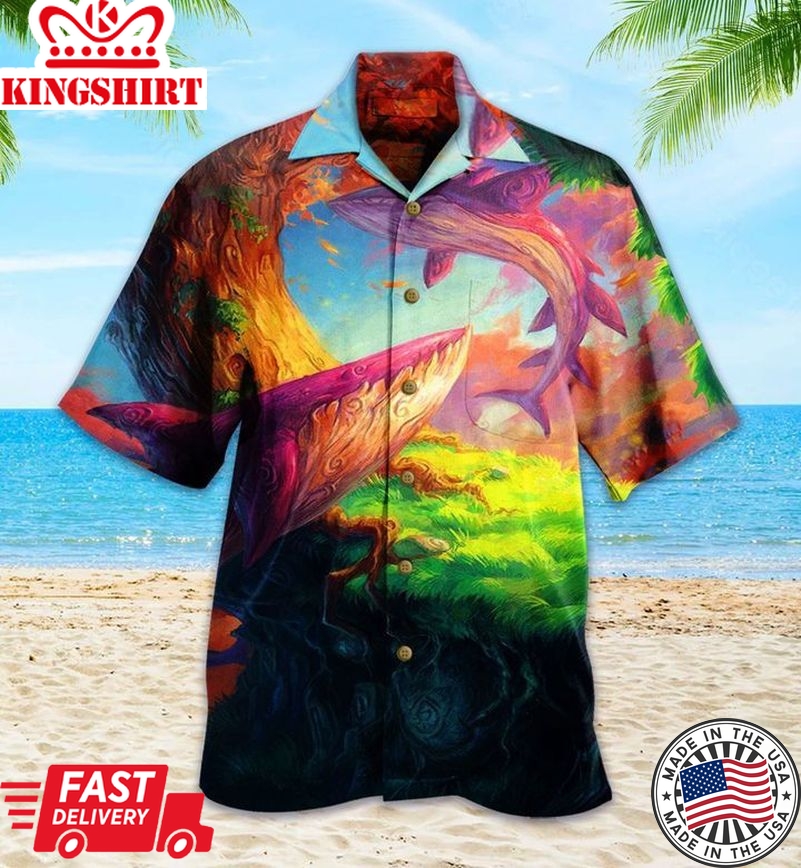 Whale Colorful Nice Trendy Hawaiian Shirt 3D Summer Gifts