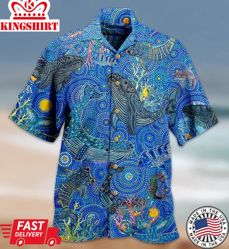 Whale Love Animals Trendy Hawaiian Shirt 3D Summer Gifts