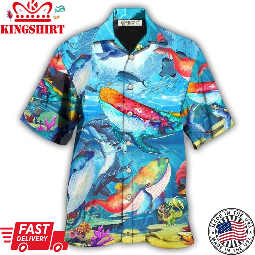 Whale Love Color Love Ocean Hawaiian Shirt