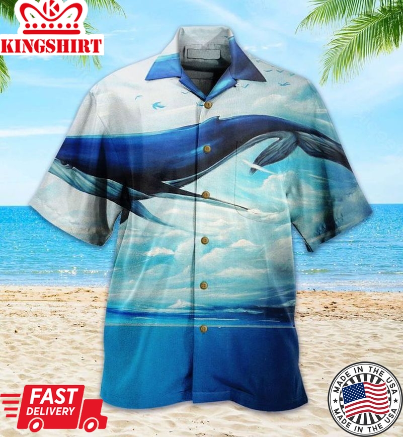 Whale Ocean Blue Trendy Hawaiian Shirt 3D Summer Gifts