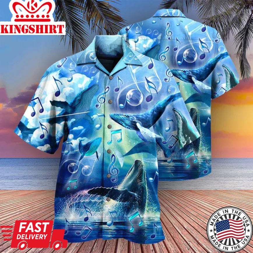 Whales Dancing In The Melody Of The Blue Sea Edition Trendy Hawaiian Shirt 3D Summer Gifts