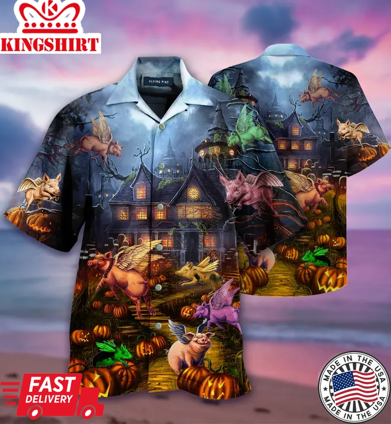 When Pigs Fly Halloween Trendy Hawaiian Shirt