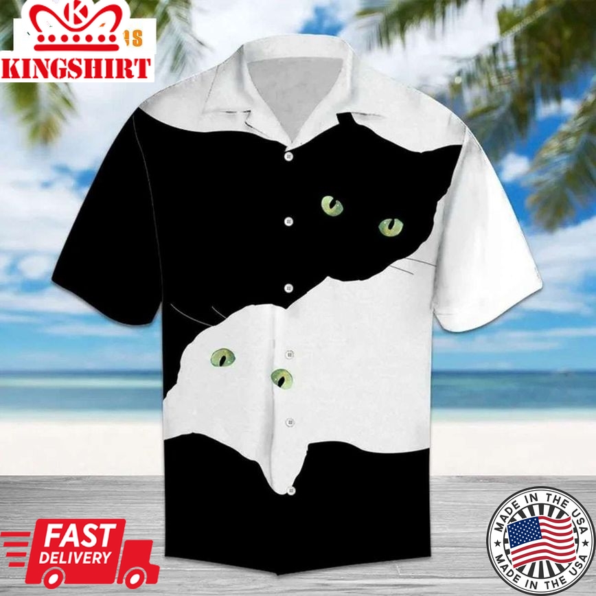 White And Black Cat Eyes, Cat Trendy Hawaiian Shirt Perfect Gifts For Your Loved Ones