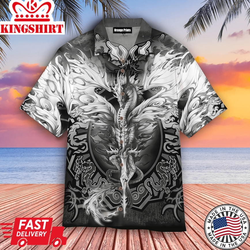 White Dragon Art Trendy Hawaiian Shirt For