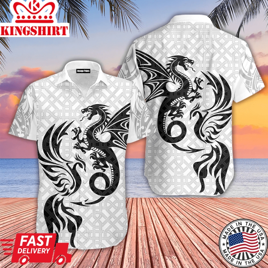 White Dragon Trendy Hawaiian Shirt For