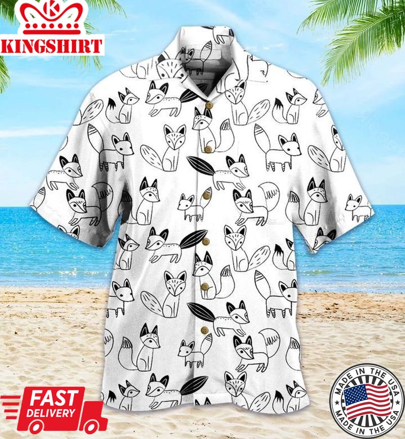 White Fox Trendy Hawaiian Shirt 3D, Fox Lover Trendy Hawaiian Shirt For Summer Gifts