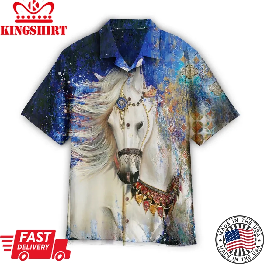 White Horse Trendy Hawaiian Shirt