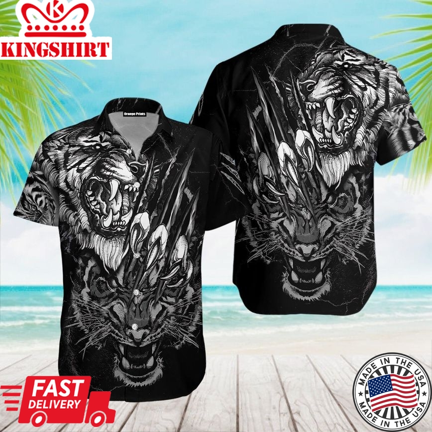 White Tiger Trendy Hawaiian Shirt For