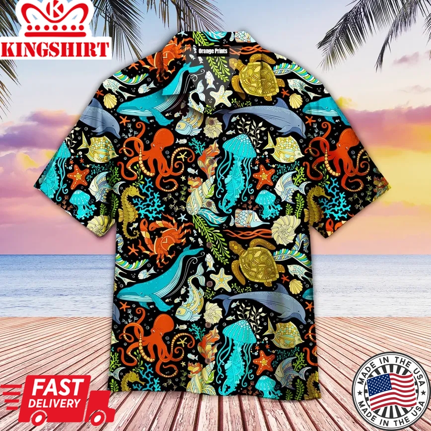 Wild Sea Life Colorful Trendy Hawaiian Shirt