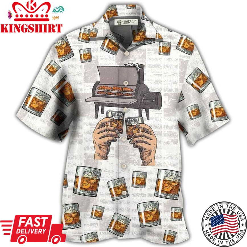 Wine Bourbon I Like Bourbon My Smoker And Maybe 3 People Hawaiian Shirt