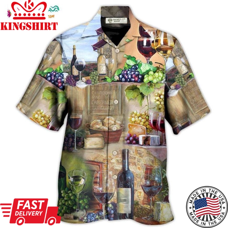 Wine Grape And Cheese Art Hawaiian Shirt