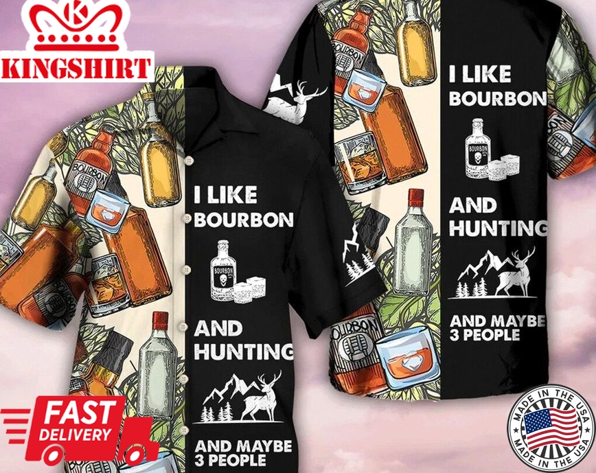 Wine Hunting I Like Bourbon - Trendy Hawaiian Shirt, Beach Party Matching Shirt For Men/Women, Hawaiian Set Gift, Hawaii Shirt Party Summer.