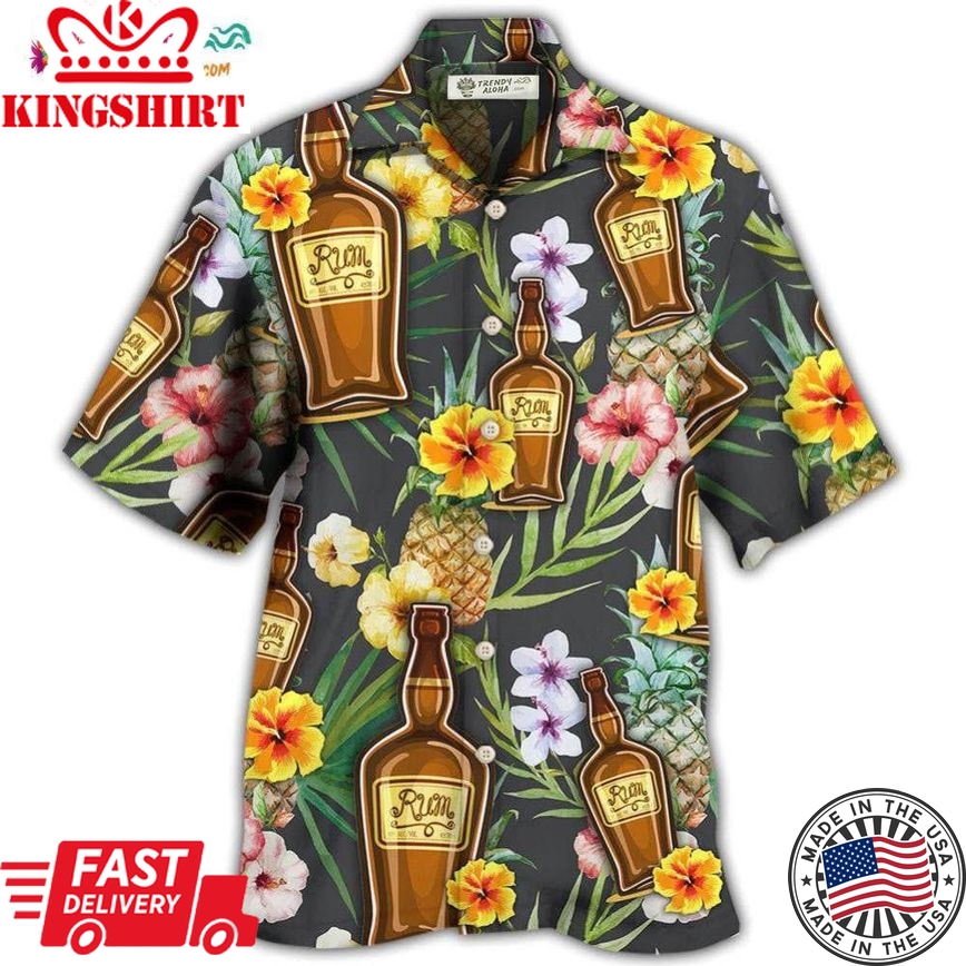 Wine Rum Drinking Tropical Art Hawaiian Shirt