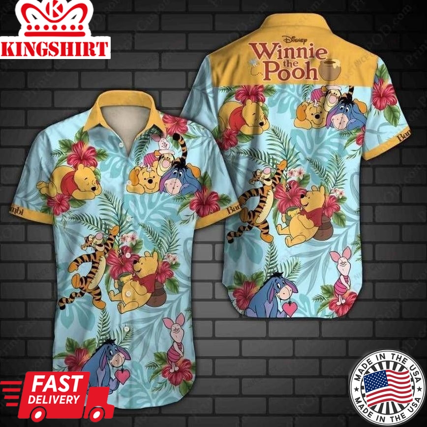 Winnie The Pooh 3D Print Shirt for Beach Vacation