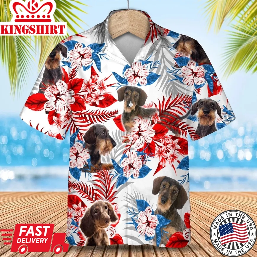 Wirehair Dachshund Trendy Hawaiian Shirt Gift For Summer, Summer Aloha Shirt, Trendy Hawaiian Shirt For Men And Women