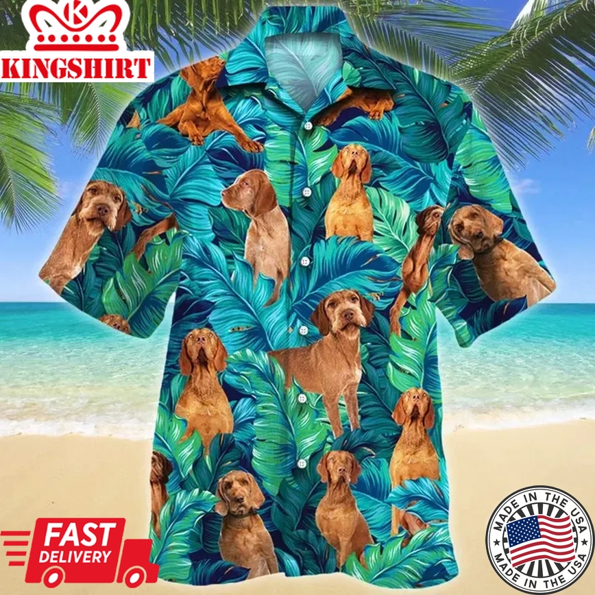 Wirehaired Vizsla Dog Lovers Gift Summer Beach Palm Tree Pattern Trendy Hawaiian Shirt