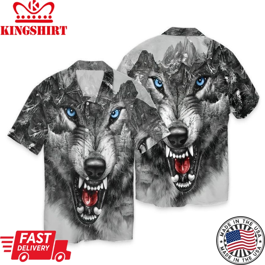 Wolf 3D Full Print Hawaii Shirt, Wolf Trendy Hawaiian Shirt For Men, Gift For Wolf Lovers