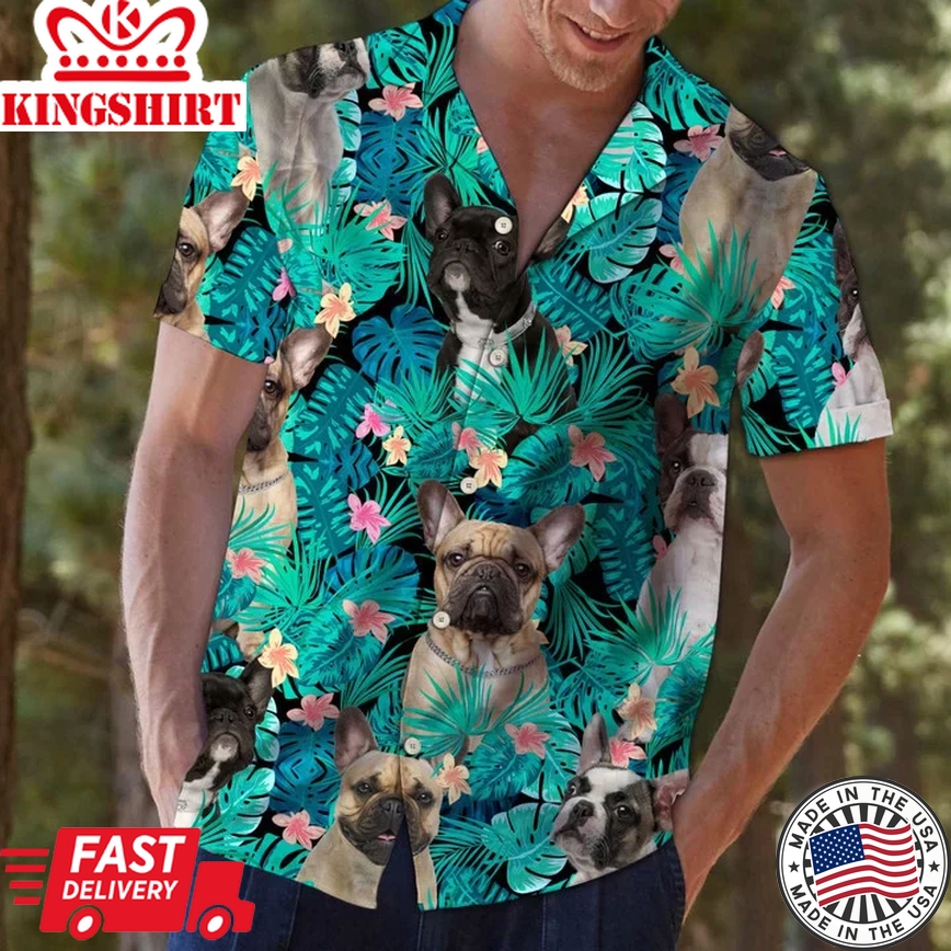 Wonderful French Bulldog Tropical Jungle Design Trendy Hawaiian Shirt