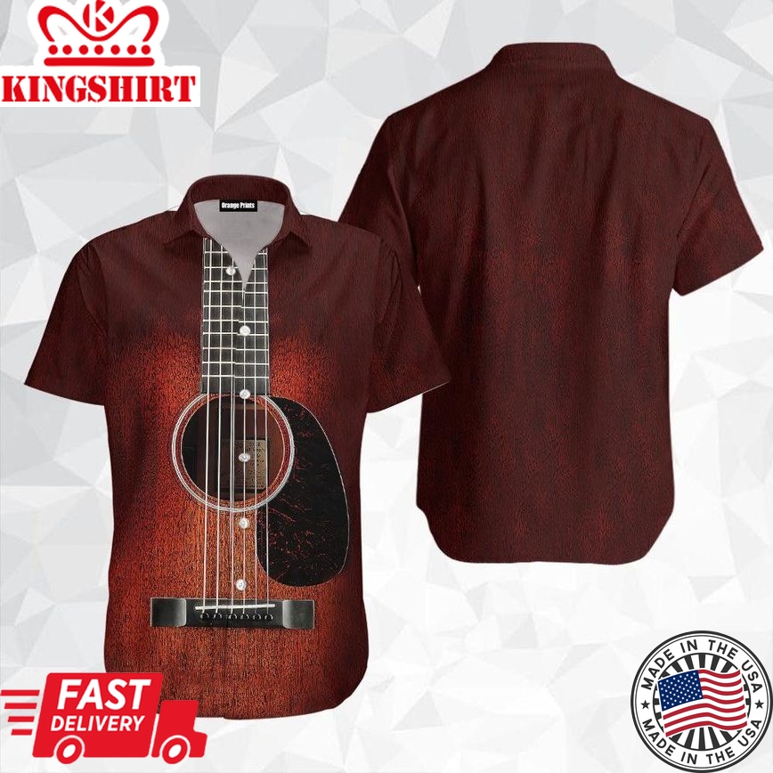 Wood Guitar Trendy Hawaiian Shirt For