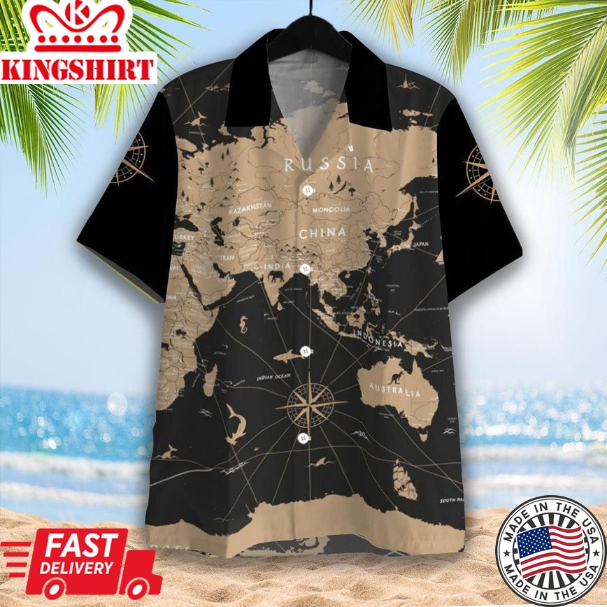 World Map Vintage Trendy Hawaiian Shirt