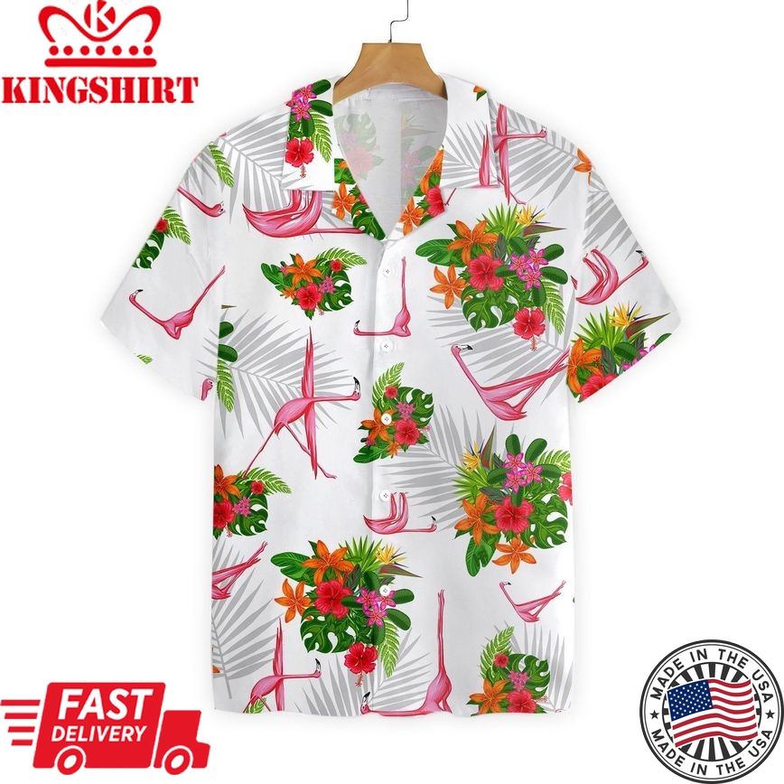 Yoga Flamingo Hawaii Shirt Hibiscus Yoga Flamingo Hawaiian Shirt Flamingo Aloha Shirt