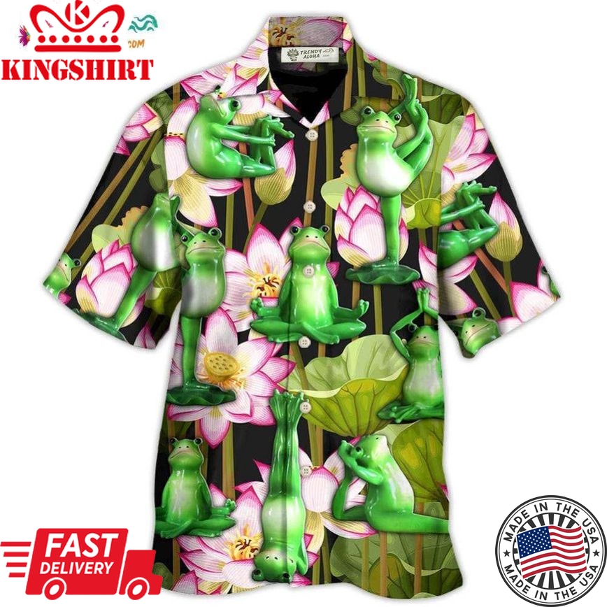 Yoga Frog And Lotus Tropical Hawaiian Shirt