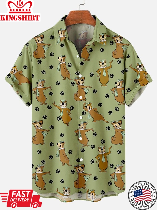 Yogi Bear Show Men's Short Sleeve Hawaiian Shirt