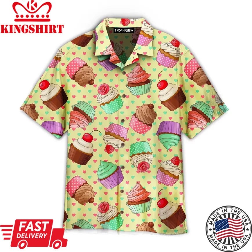 Yummy Colorful Cream Cupcake Trendy Hawaiian Shirt