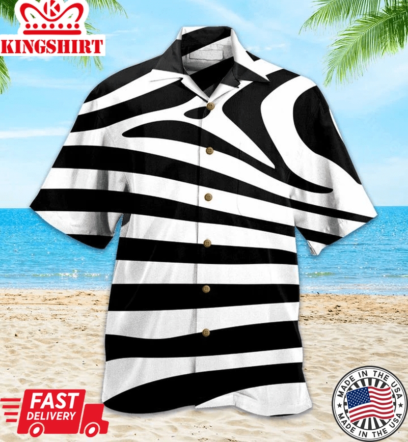 Zebra Black Trendy Hawaiian Shirt 3D