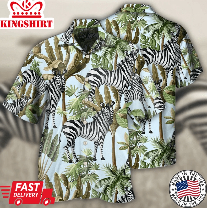 Zebra Lover Tropical Trendy Hawaiian Shirt 3D