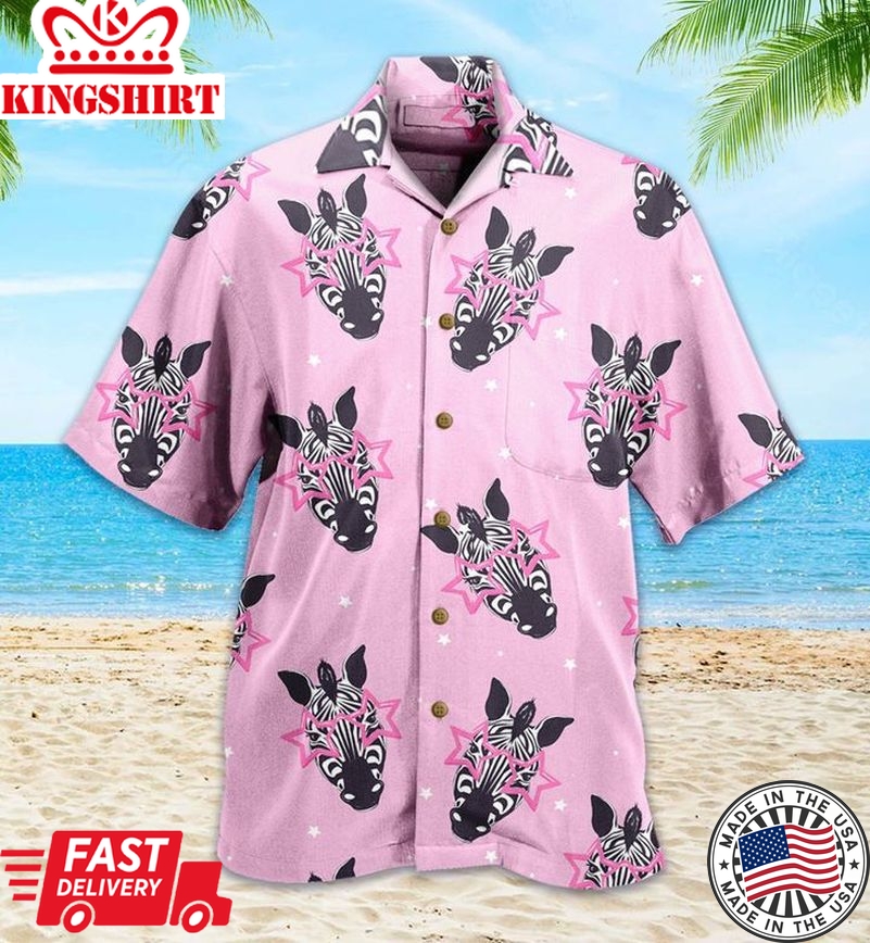 Zebra Pink Trendy Hawaiian Shirt 3D