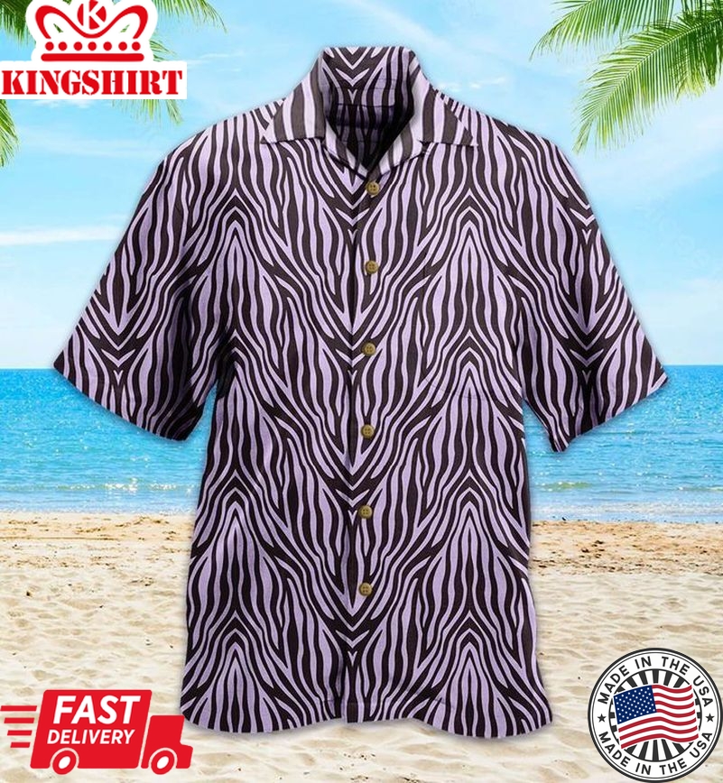 Zebra Violet Fashion Trendy Hawaiian Shirt 3D