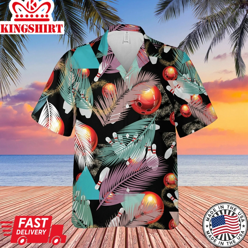 3D Bowling Leaf Colorful Unisex Trendy Hawaiian Shirt Full Size S-5Xl